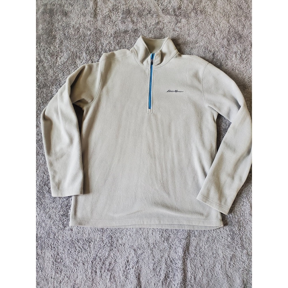 Eddie Bauer Men's M Gray 1/4 Zip Fleece Sweater